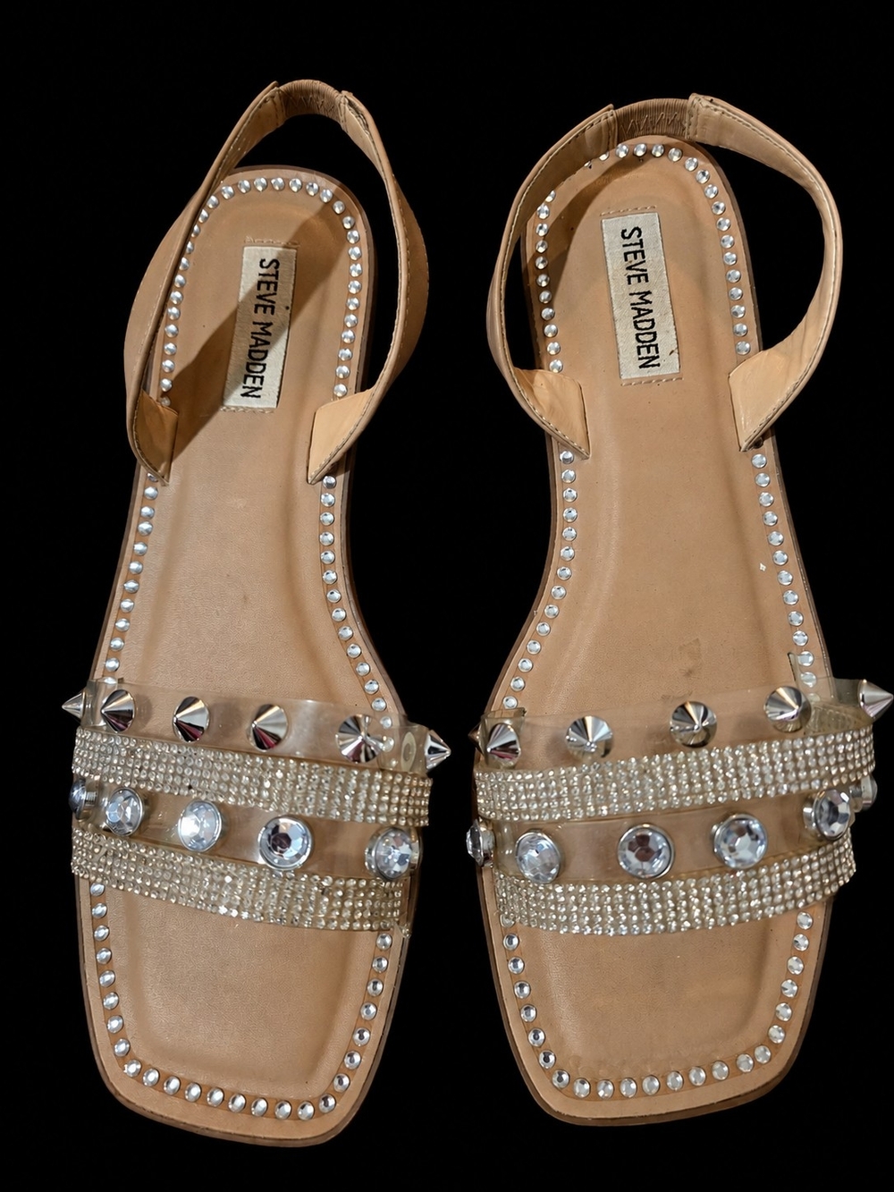 Steve Madden Tan Jeweled Slingback Sandals